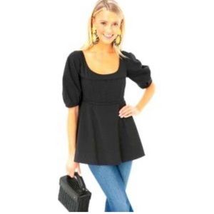 Tuckernuck Black Nealy Peplum Blouse Size Small